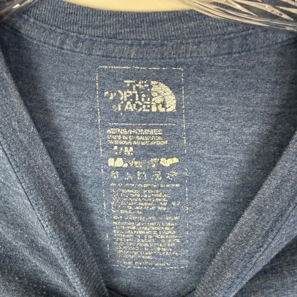 The North Face TShirt Mens M Bear Forest Graphic Blue Heathered Short Sleeve Tee